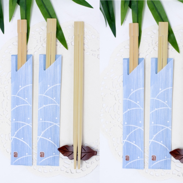 Half paper wrapped bamboo twins chopstick 