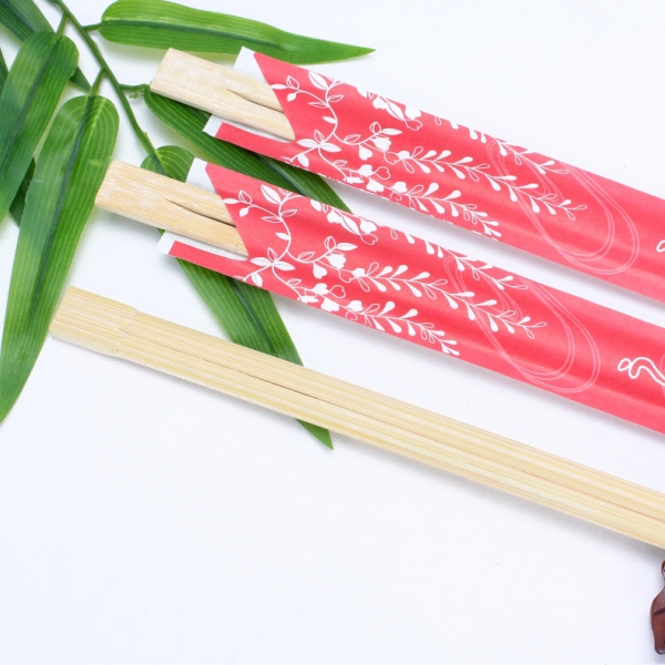 Half paper wrapped bamboo twins chopstick 