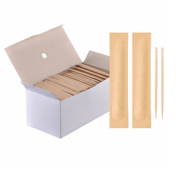 100% Natural Individual Paper Wrapped Bamboo Toothpicks Single-pointed , Package of 1000