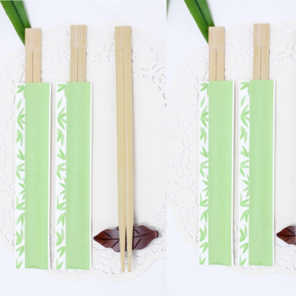 Half paper wrapped bamboo twins chopstick 