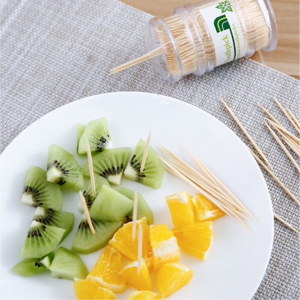 Bamboo toothpicks with two pionts in jar