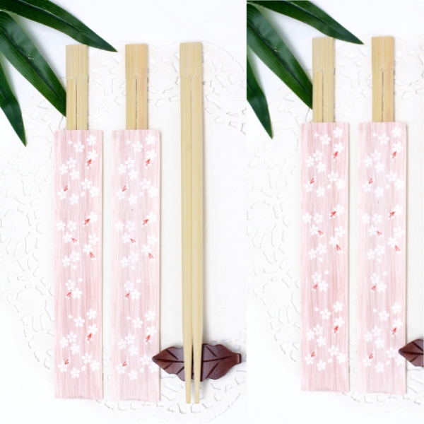 Half paper wrapped bamboo twins chopstick 